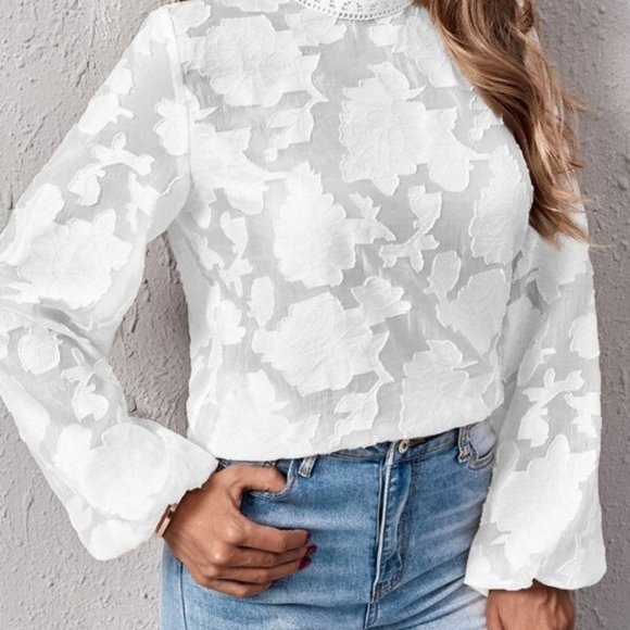 Classic Oblique Leaf Print Blouse Top fall winter - Picture 7 of 8